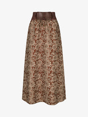 Jupe longue imprimé cachemire à taille haute - Marron - 1