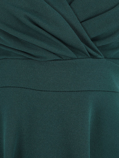 Robe patineuse courte à bretelles - Vert sapin - 4