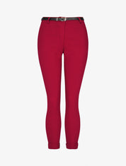 Pantalon 7/8 uni à revers - Bordeaux - 1