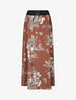 Jupe longue à imprimé fleuri à taille haute - Marron - 1