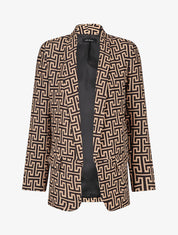 Blazer ample imprimé grec - Camel - 5