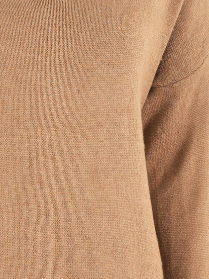 Pull ample uni col V - Camel - 3