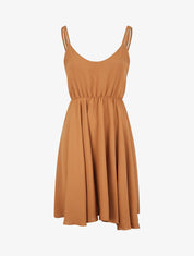 Robe empire mi-longue à double bretelles - Camel - 1