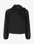 Blouse ample unie col lavallière - Noir - 1