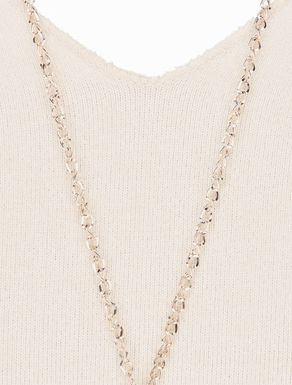 Pull droit à épaules en dentelle - Beige - 3