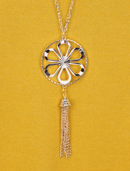 Pull droit à épaules en dentelle - Moutarde - 3
