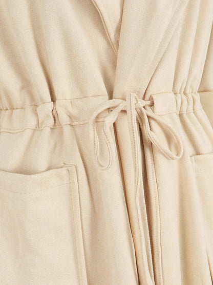 Trench oversize mi-long en suédine - Beige - 3