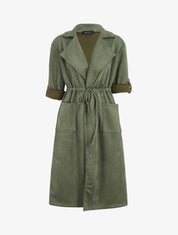 Trench oversize mi-long en suédine - Kaki - 1