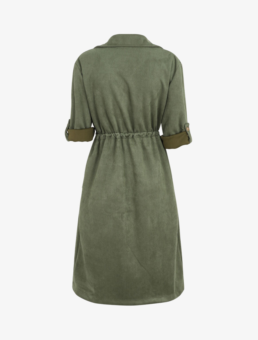 Trench oversize mi-long en suédine - Kaki - 2