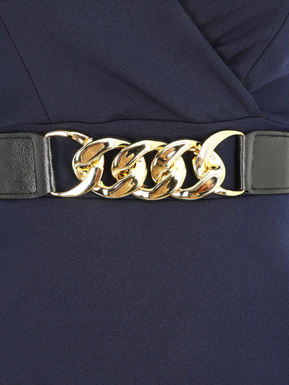 Robe courte ajustée sans manches - Marine - 4