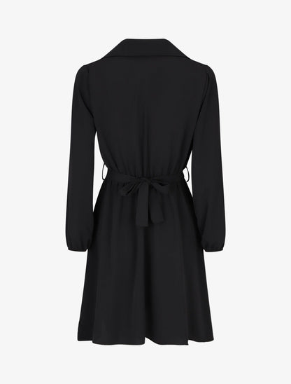 Robe chemise unie coupe patineuse - Noir - 2