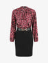 Robe bicolore à imprimé feuillage - Bordeaux - 5