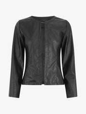 Veste ouverte en simili - Noir - 4