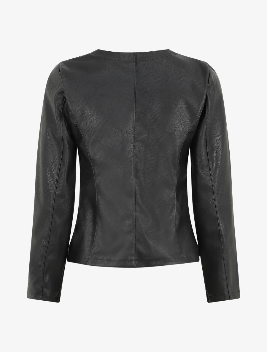 Veste ouverte en simili - Noir - 2