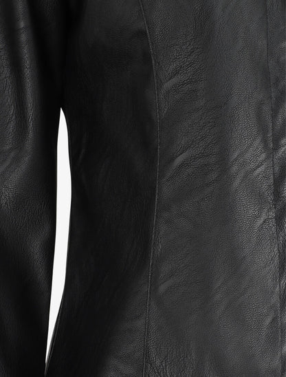 Veste ouverte en simili - Noir - 3
