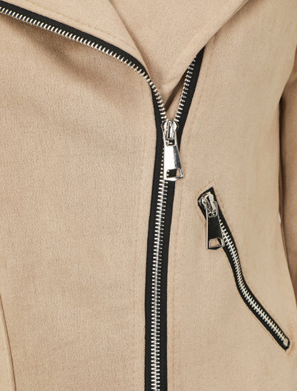 Veste style perfecto en suédine - Beige - 3