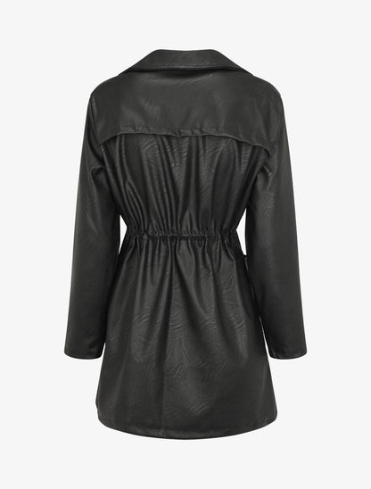 Veste mi-longue en simili - Noir - 2