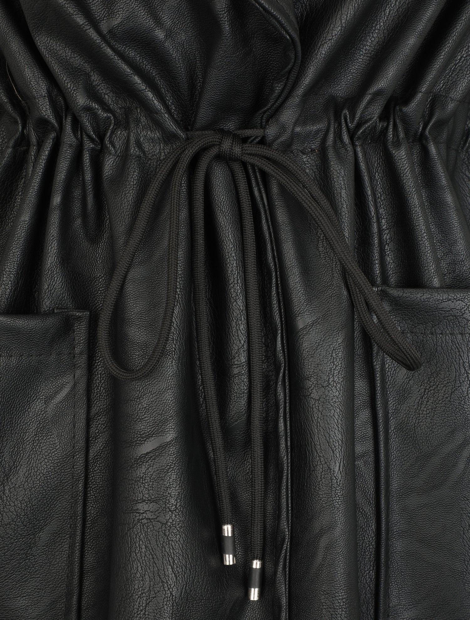 Veste mi-longue en simili - Noir - 3