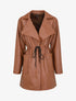 Veste mi-longue en simili - Marron - 1