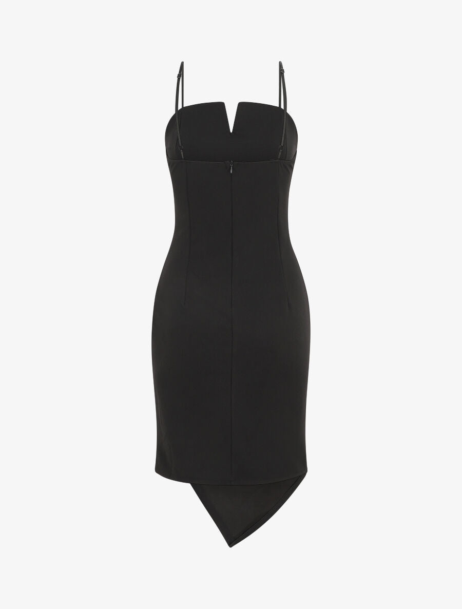 Robe ajustée effet drapé et fines bretelles - Noir - 2