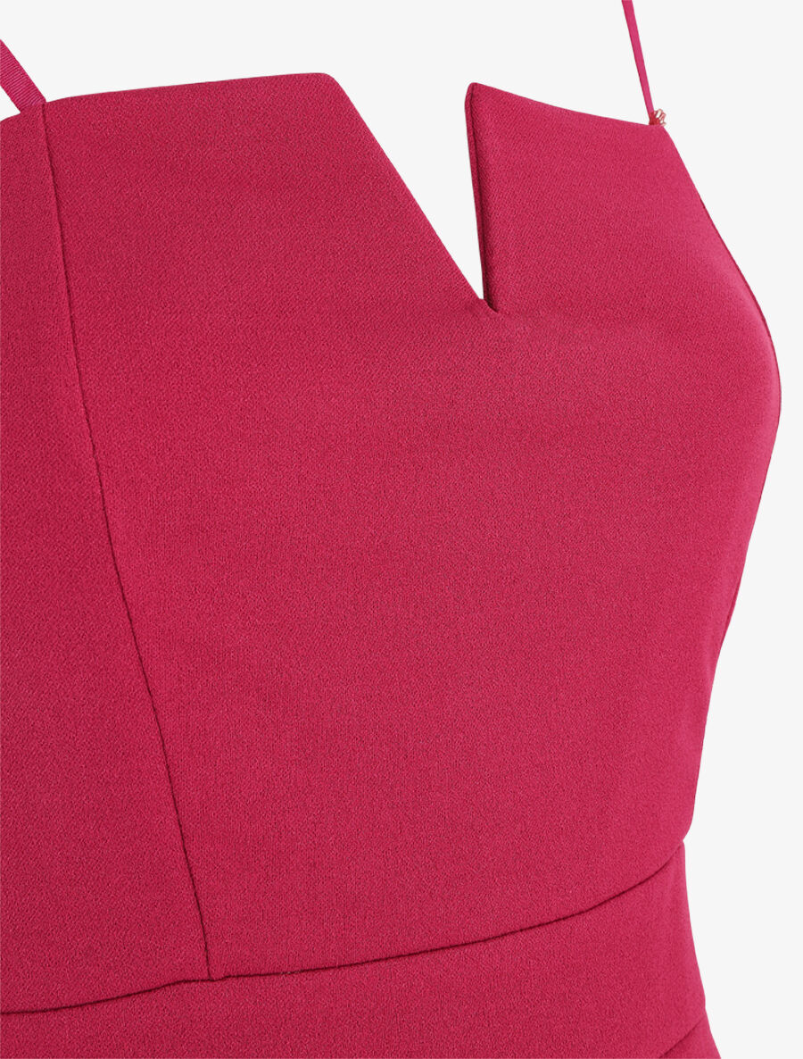 Robe ajustée effet drapé et fines bretelles - Mauve - 4