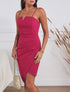 Robe ajustée effet drapé et fines bretelles - Mauve - 1