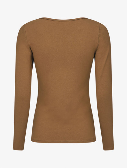 Top uni coupe droite - Camel - 2