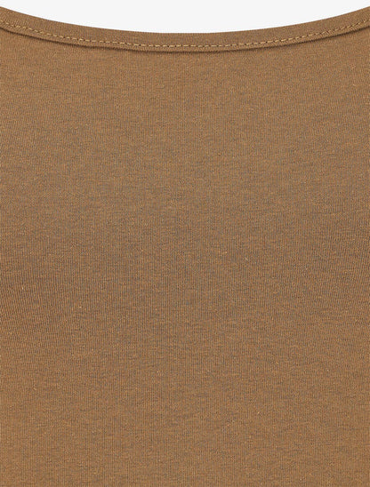 Top uni coupe droite - Camel - 3