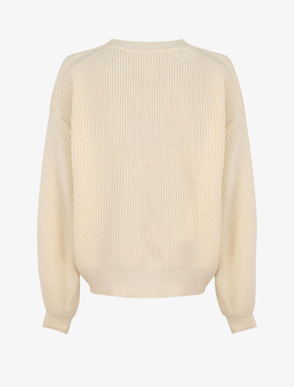 Pull uni à col rond - Beige - 3