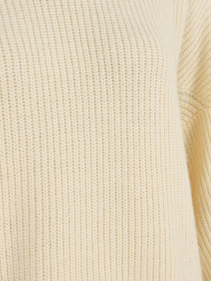 Pull uni à col rond - Beige - 4