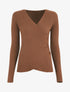 Pull uni côtelé croisé - Marron - 1