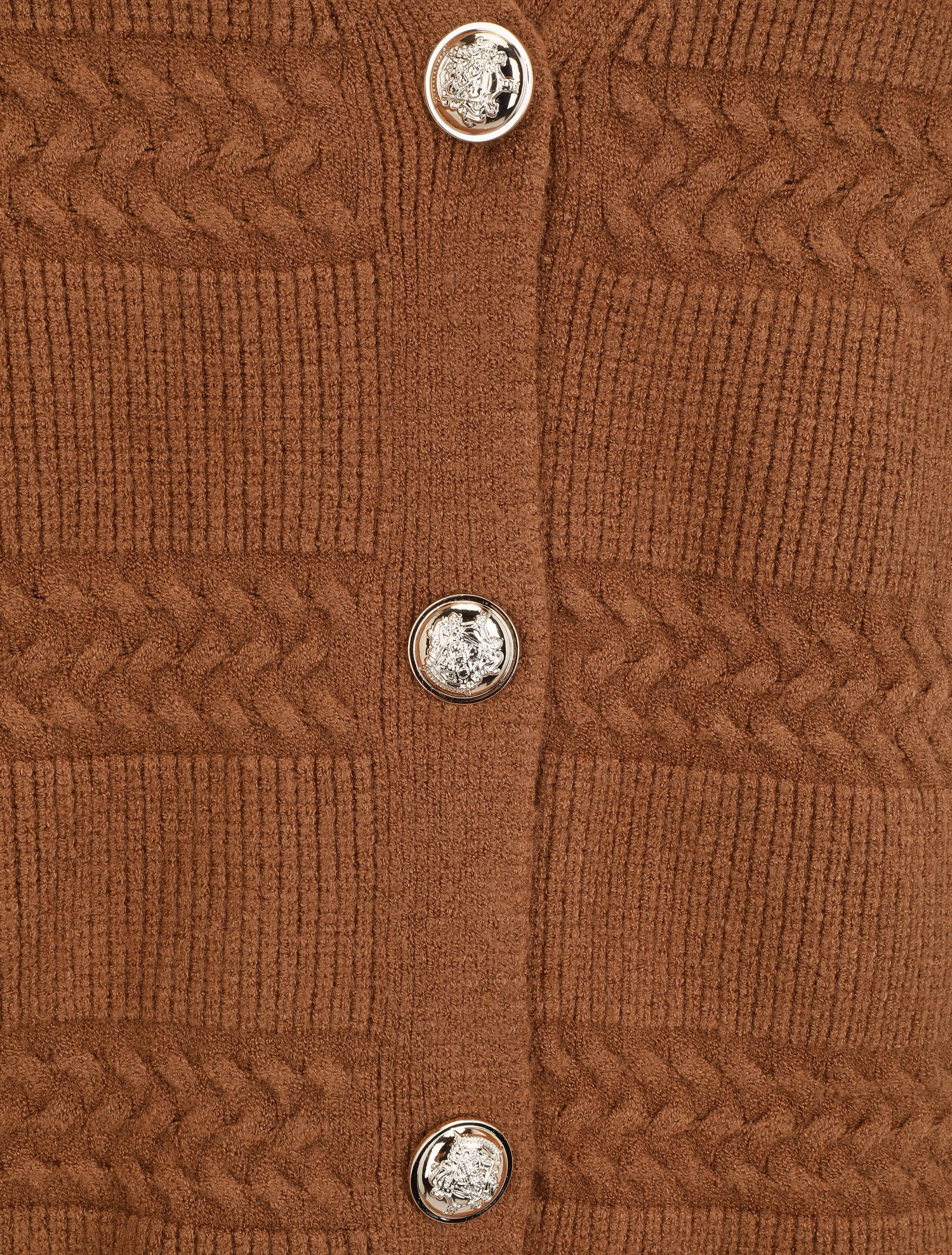 Cardigan uni à coupe carré et effet texturé - Marron - 3