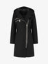 Manteau long zippé à capuche - Noir - 1