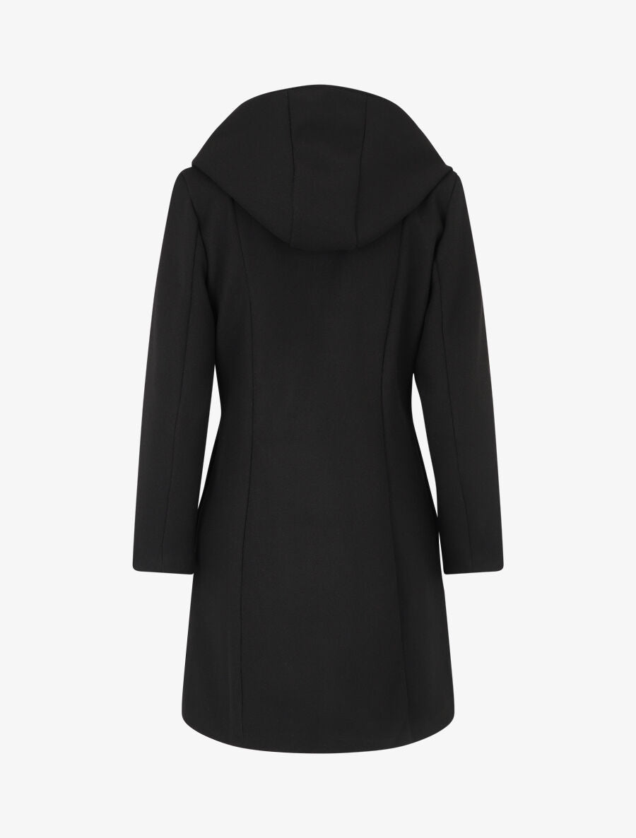 Manteau long zippé à capuche - Noir - 2