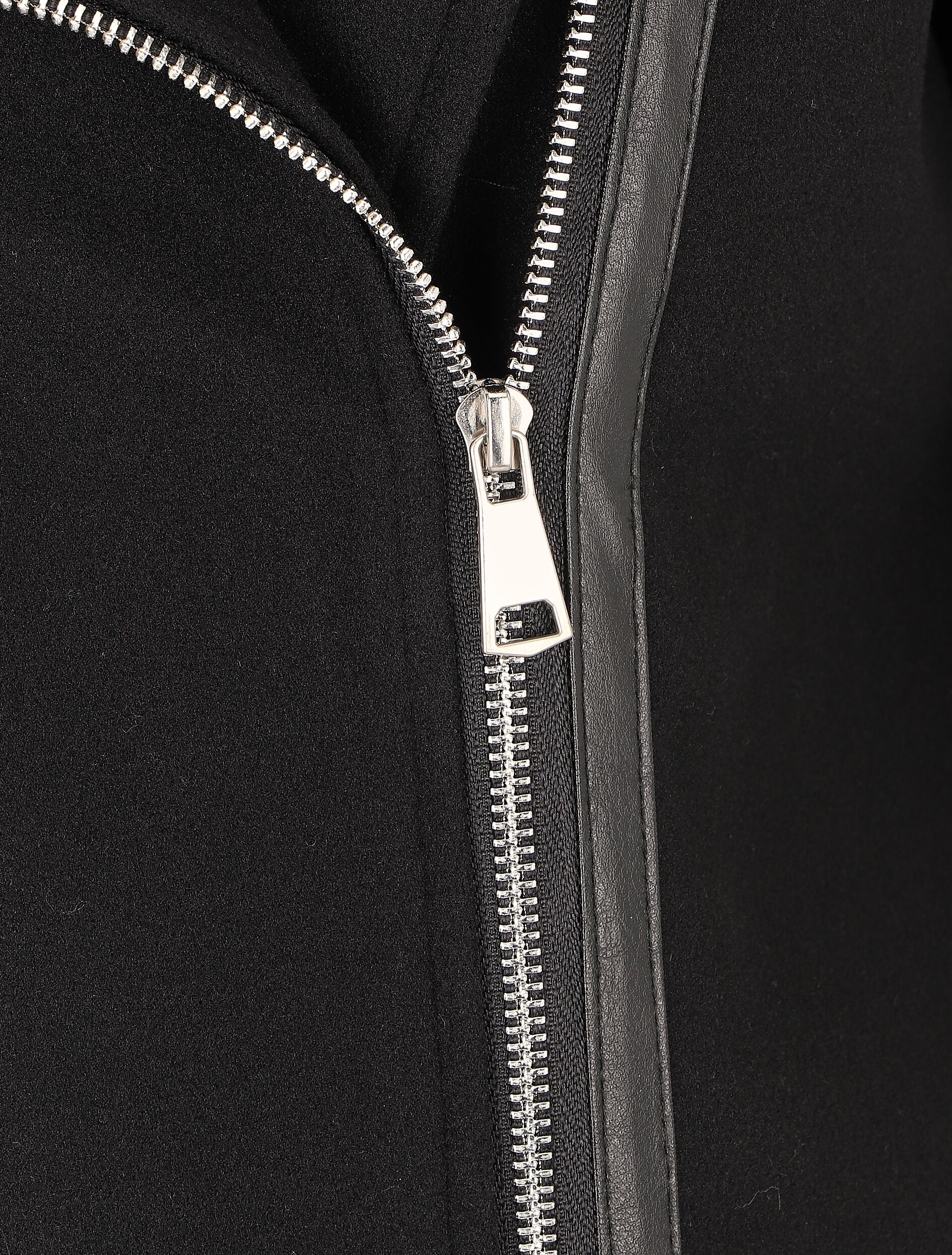 Manteau long zippé à capuche - Noir - 3