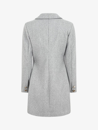 Manteau mi-long à boutons dorés - Gris - 2