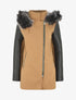 Manteau à capuche et à manches en simili - Camel - 5