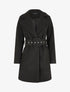 Manteau long ceinturé à col cranté - Noir - 4