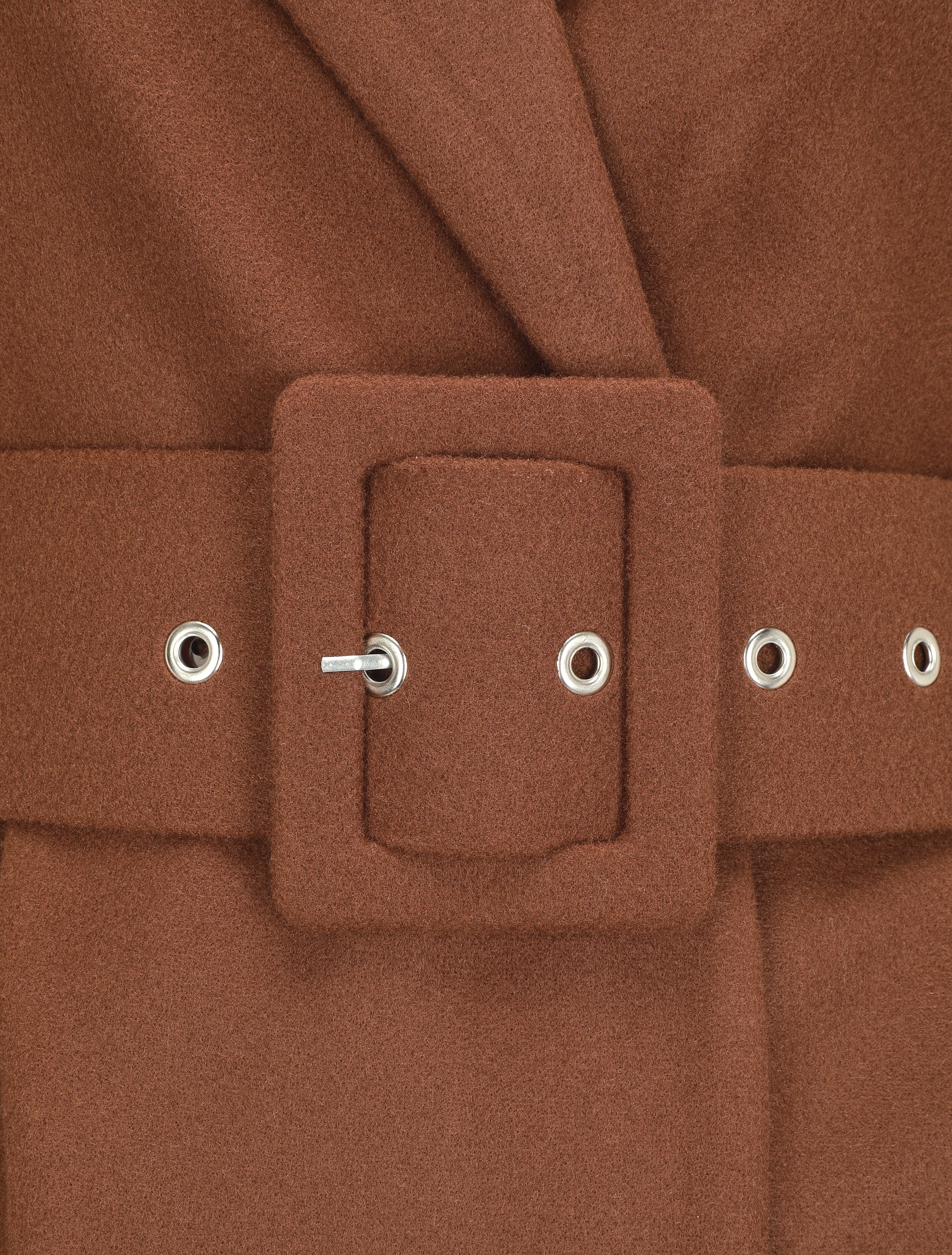 Manteau long boutonné et ceinturé - Marron - 3