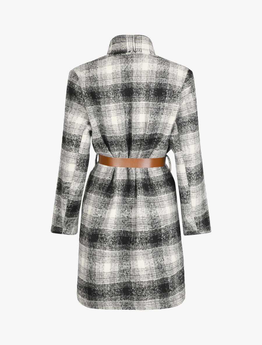 Manteau léger effet tweed motif carreaux - Noir/blanc - 2