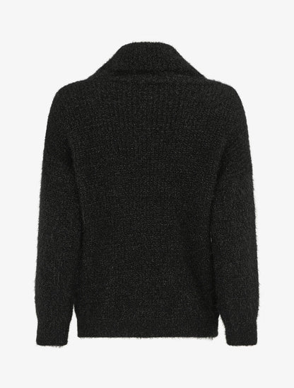 Pull duveteux à col roulé - Noir - 2