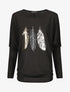 Pull ample à imprimé plumes irisées - Noir - 1