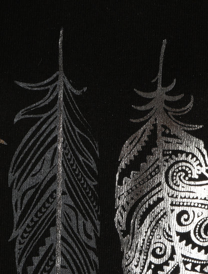 Pull ample à imprimé plumes irisées - Noir - 3