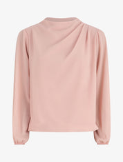 Top uni à col drapé - Rose - 1