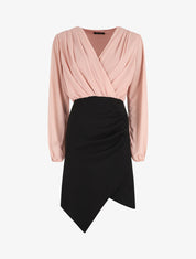 Robe drapée style portefeuille - Rose/noir - 1