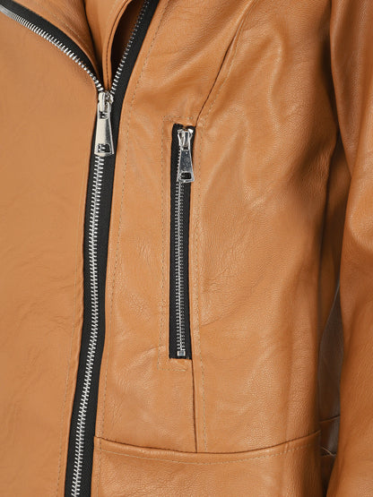 Perfecto droit en simili coupe droite - Camel - 3