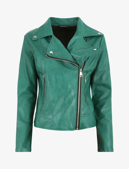 Perfecto droit en simili coupe droite - Vert sapin - 5