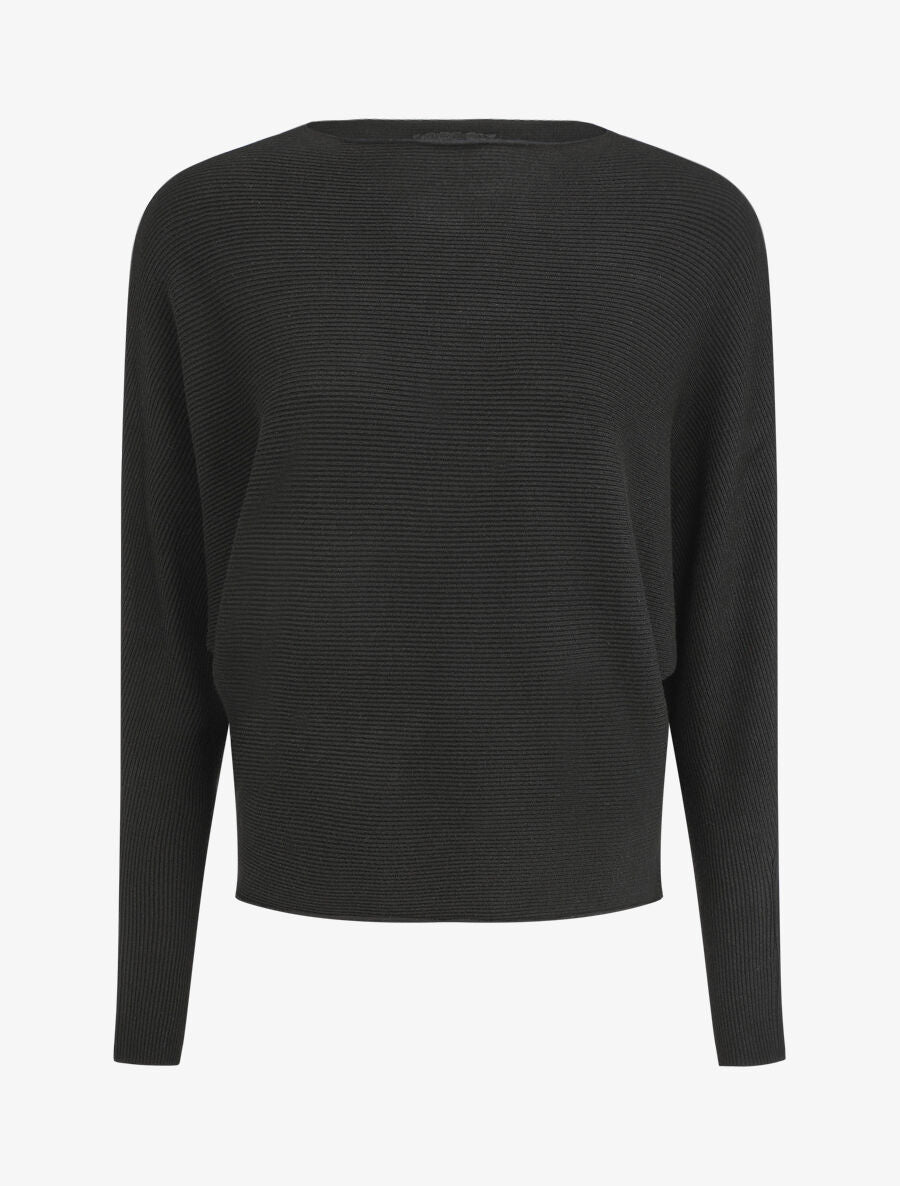 Pull loose à col rond - Noir - 3