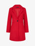 Manteau mi-long uni en laine mélangée - Rouge - 1