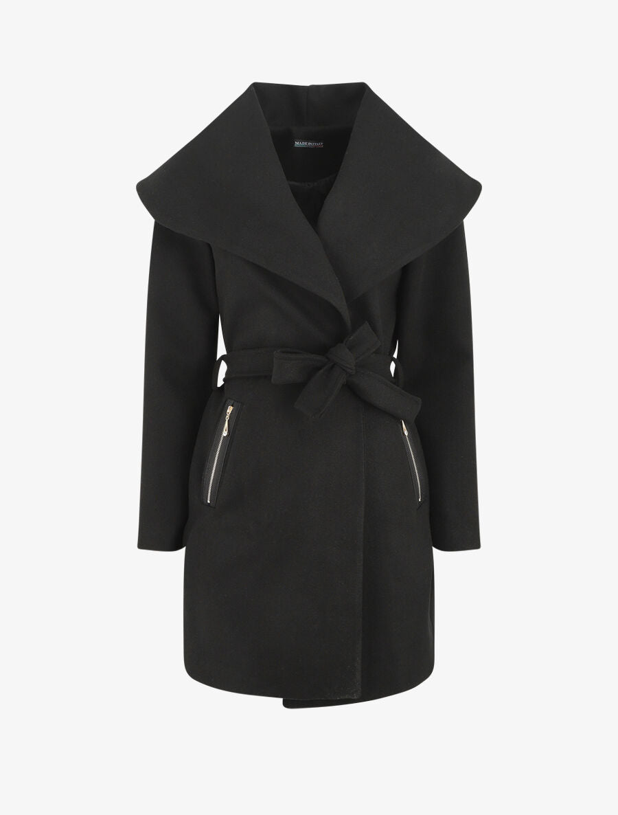 Manteau à col châle - Noir - 1